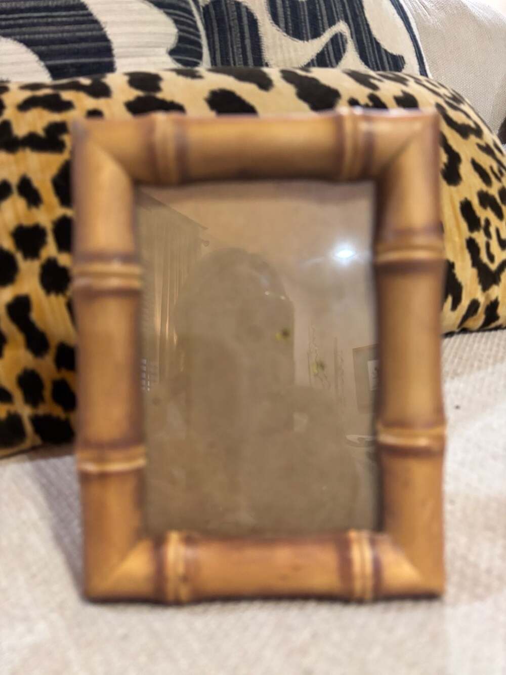 Faux Bamboo Wood Picture Frame Brown Tabletop Decor